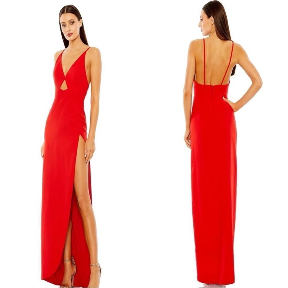 Mac Duggal 27434 Red High Slit Gown Nwt $358